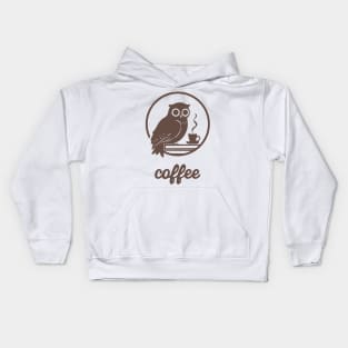 Owl Coffee and books Kids Hoodie